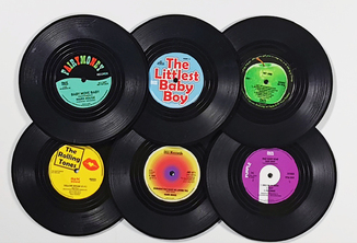 Vinyl Record Coasters with Record Player Holder