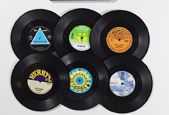 Vinyl Record Coasters with Record Player Holder