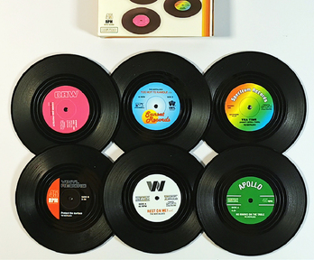 Vinyl Record Coasters with Record Player Holder